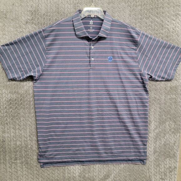 Turtleson Tour Performance Golf Polo Shirt Men's 2XL Blue Red Striped Stretch - Picture 1 of 7